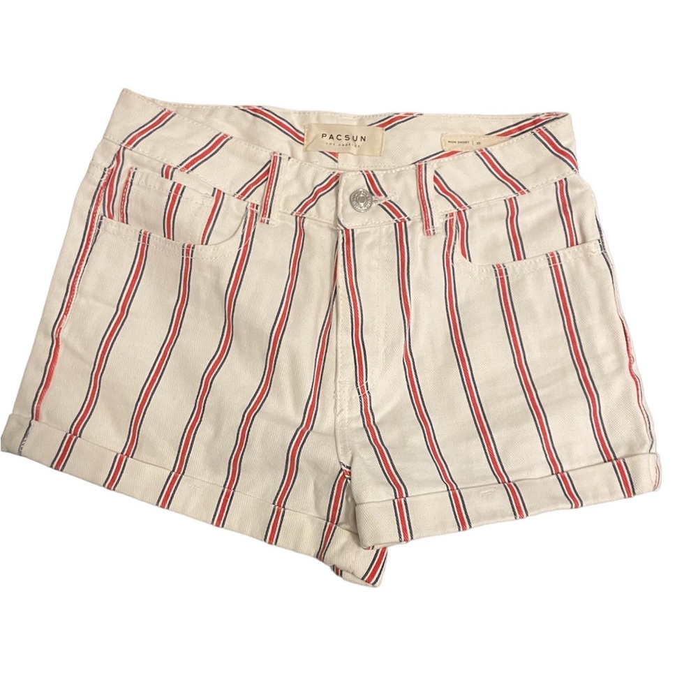 PacSun Size 25 White Striped Mom Shorts
